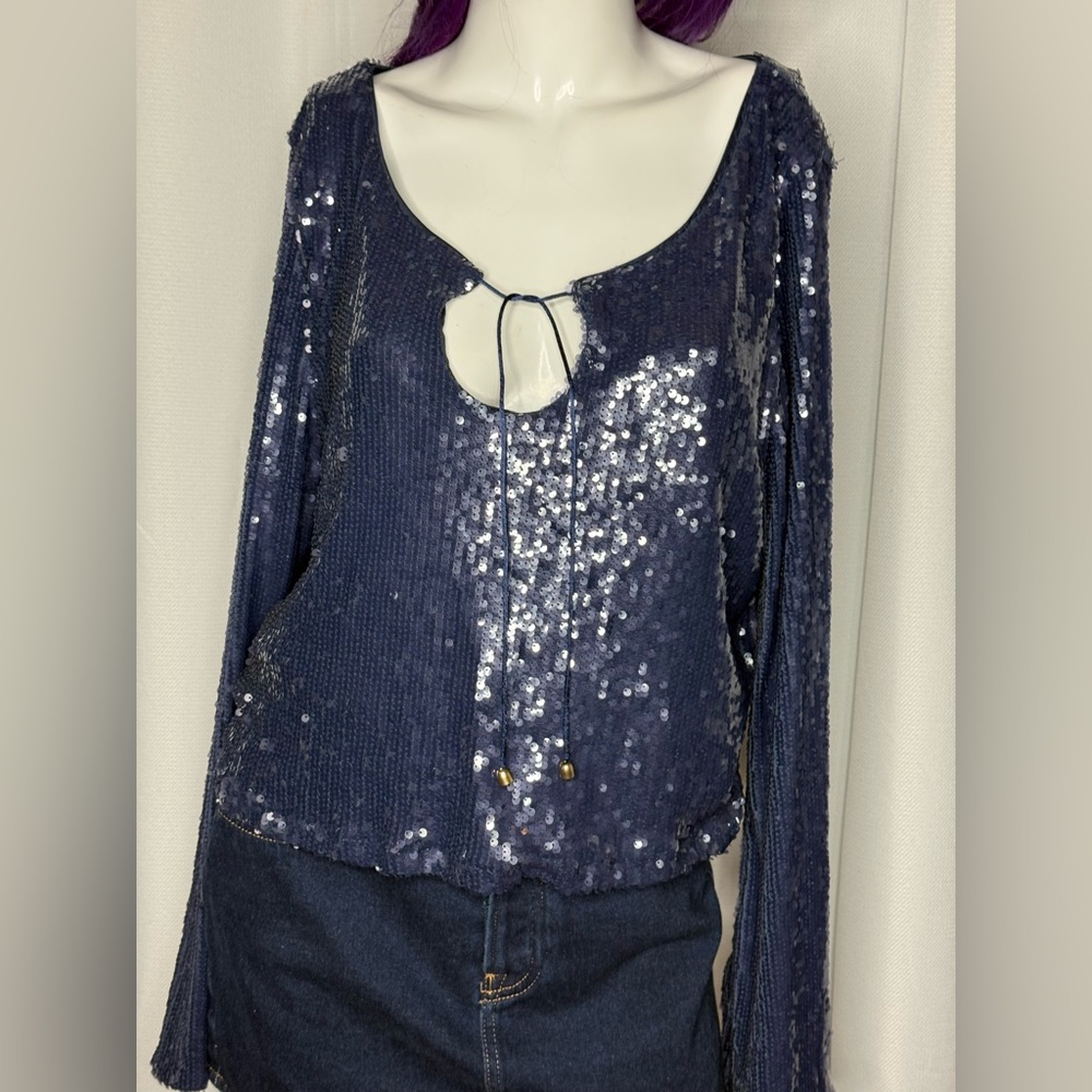 NWT Navy Sequin Top by Wild Fable - Picture 6 of 11